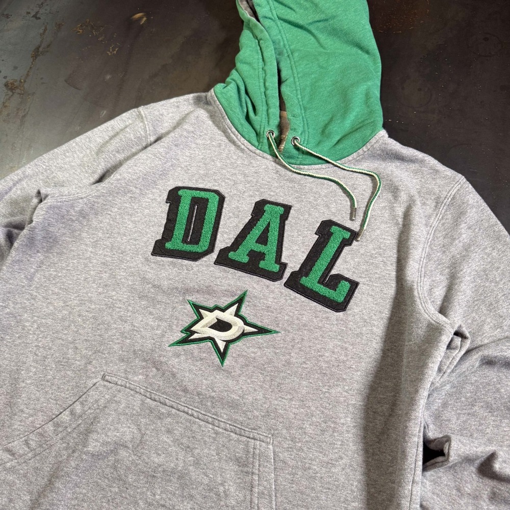 Dallas Stars NHL Hoodie Fanatics Gray Green Colorblock Mens Large DAL‎ Logo